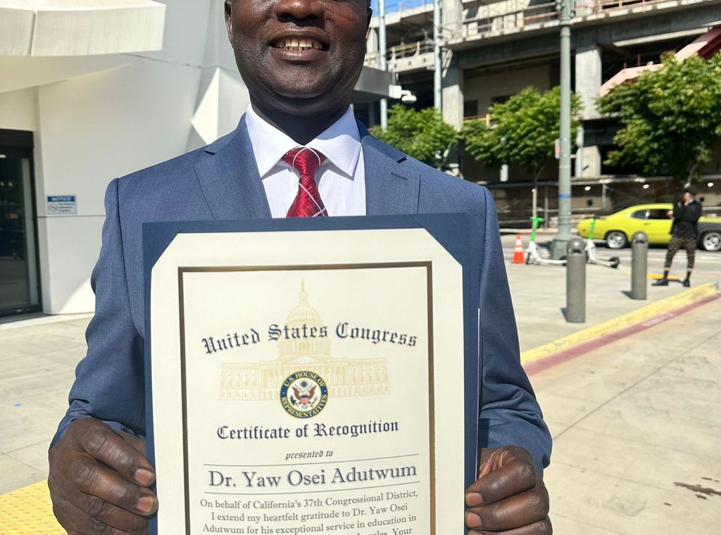 US Congress honours Dr Yaw Adutwum for transforming education in South Los Angeles