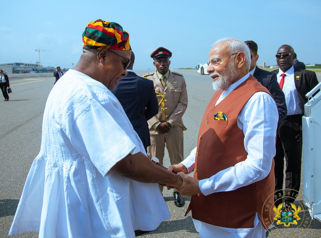 India Prime Minister Narendra Modi arrives in Ghana for historic diplomatic visit