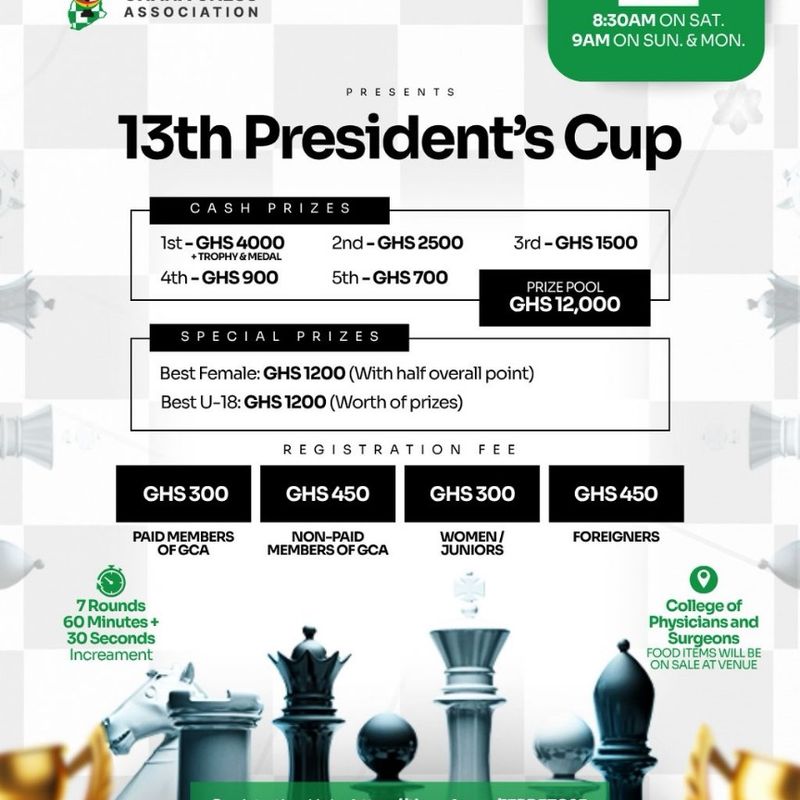 Ghana’s President’s Cup chess tournament returns after two-year hiatus